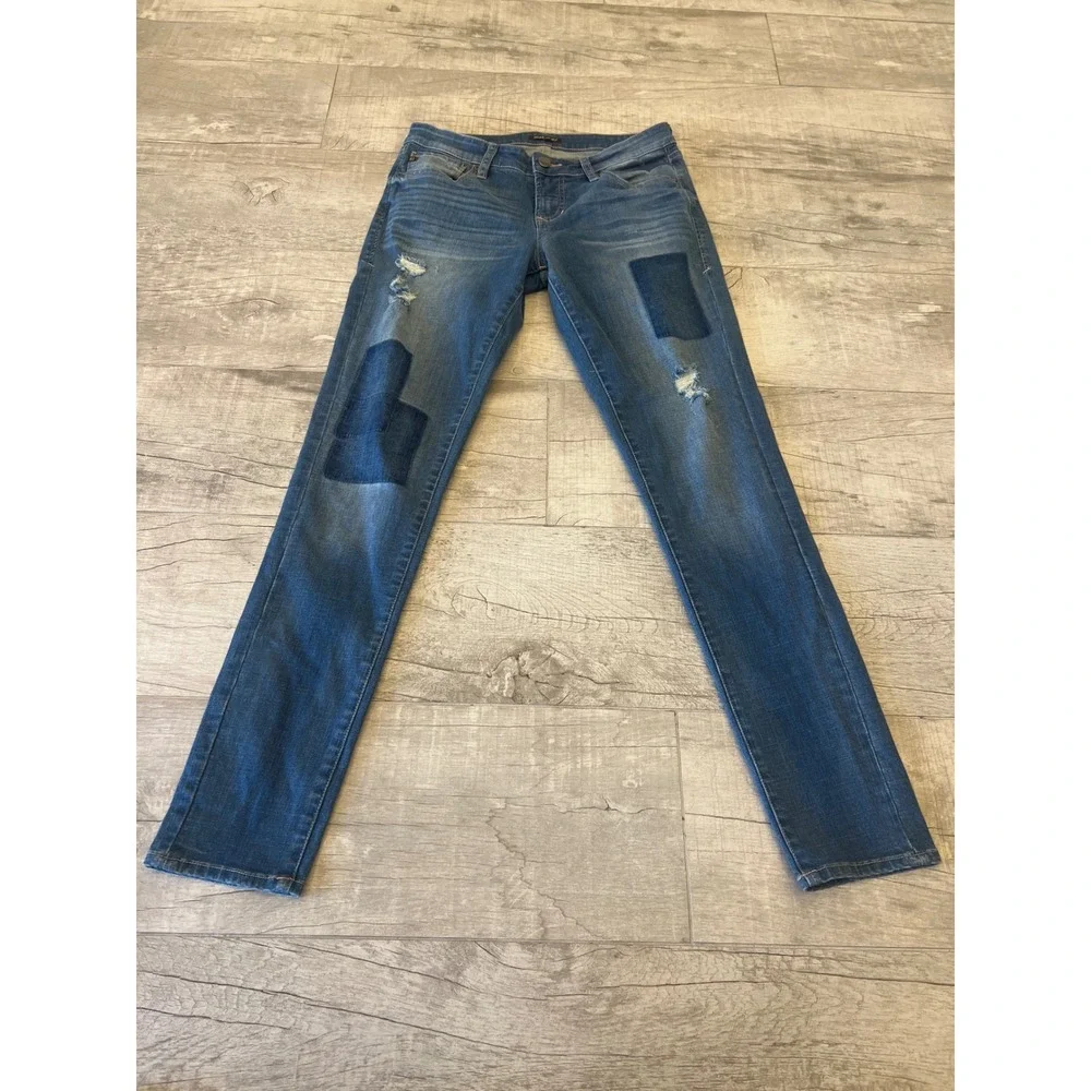 Dear John Joyrich Comfort Skinny‎ Jeans Blue Distressed Patch Denim Womens - Picture 2 of 12